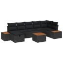 vidaXL Hagesofa Set 8 stk. Svart polyrotting