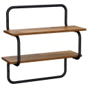 vidaXL Vegghylle i 2 nivåer Gammelt tre 40 x 24,5 x 61 cm