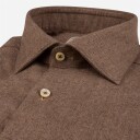 Fitted Body Flanel Shirt Brown
