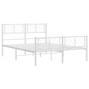 vidaXL Sengeramme i metall med hode- og fotgavl hvit 160x200 cm 8721012190283