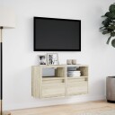  Vegghengte TV-benker med LED 2 stk sonoma eik 41x31x45 cm 852318