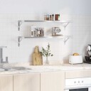  Vegghyller 2 stk 100x30 cm sølv rustfritt stål