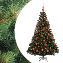 vidaXL Kunstig juletre med kuler 150 cm 150 LED-lys Varmhvit