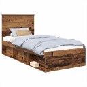  Sengestamme med hodegjerde Gammelt tre 90 x 200 cm Massiv furu