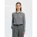 Selected FEMME - Genser slfThea LS Knit Merino Collar Neck - Grå