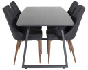 Venture Design Inca & Leone spisegruppe Svart/svart 4 st stoler & bord 160 x 85 cm