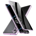 Samsung Galaxy S24 Magnetisk Deksel med Herdet Glass Privacy Lys Lilla