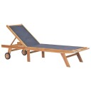 vidaXL Foldbar solseng med hjul 2 stk heltre teak og textilene
