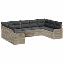 vidaXL Hagesofa Set 9 stk. Lysegrå polyrotting
