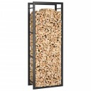 Vedstativ stål matt 50x28x132 cm - sort