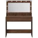  Sminkebord med LED lamper Brun Eik 100x41x135 cm