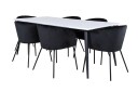 Venture Design Jimmy & Berit spisegruppe Svart/hvit 6 stoler & bord 195 x 90 cm