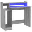 vidaXL Skrivebord med LED lys grå sonoma 97x45x90 cm konstruert tre