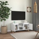 vidaXL TV-benk med ben i heltre hvit 103,5x35x50 cm