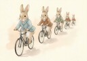 Bunny Friends on Bicycles Plakat Plakat / 50x70cm