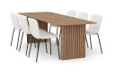 Bark Richeto Spisebord 180 cm med 6 Katy Spisestoler   Naturlig finish / Hvit Bouclé / Metallben Svart