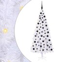 Kunstig juletre med 300 LED med stativ Hvit 180 cm PVC og stål