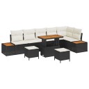 vidaXL Hagesofa Set 9 stk. 8-Antall seter Svart og krem