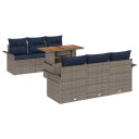 vidaXL Hagesofa Set 7 stk. Grå og marineblå polyrotting