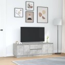 TV benk med LED lys betonggrå 160,5x41x50 cm