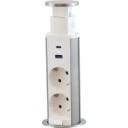 E-Line pop-up grenuttak med 2 uttak og USB A+C, schuko white