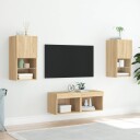 vidaXL Vegghengte TV-benker med LED 4 stk sonoma eik 8721012469860