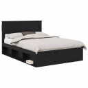  Sengestamme med madrass Svart 160 x 200 cm Massiv furu