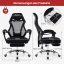 Ergonomisk kontorstol i mesh med fotstøtte og høydejusterbar direktørstol med vipperygg