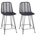  Barstol 2 pcs Svart 44,5 x 54,5 x 97,5 cm Rattan og Jern