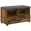 vidaXL Gangbenk Røkt Eik 80 x 38 x 46 cm Konstruert treverk og stoff