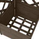 vidaXL Blomsterkasse med espalier hjørne grå 40x40x150 cm heltre gran