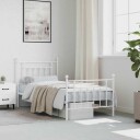 vidaXL Sengeramme i metall med hode- og fotgavl hvit 80x200 cm 8720845883751