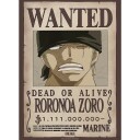One Piece Plakat 52 x 38 cm Wanted Zoro Wano