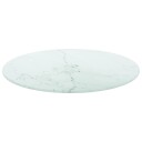  Bordplate hvit Ø40x0,8 cm herdet glass med marmor design
