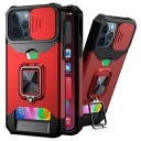 Multifunksjonell 4-i-1 iPhone 11 Pro Hybrid-deksel Rød