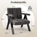 Grå lenestol med armlener og metallramme