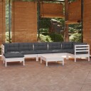  Hagesofagruppe med puter 8 deler hvit heltre furu 3096557