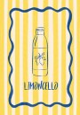 Limoncello Lemon Bottle On Yellow Striped Plakat Plakat / 70x100cm