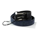 Costume National Black Blue Leather Silver Logo Belt Svart 85 CM