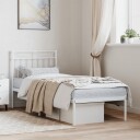 vidaXL Sengeramme i metall med hodegavl hvit 75x190 cm 8721012210394