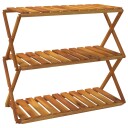 vidaXL Sammenleggbar hylle 3 lag brun 70x31x63 cm heltre akasie
