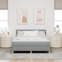 Box Spring Seng med Madrass & LED   Lysegrå   140x200 cm   Stoff