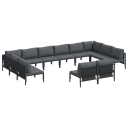  Hagesofa Set 12 pcs Antrasittgrå Stål