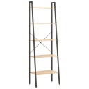 vidaXL Gulvhylle 5 etasjer lysebrun og svart 56x35x174 cm