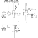 Vola Badekarbatteri 641DT8 Med Hånddusj Krom 200mm