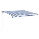 vidaXL Automatisk uttrekkbar markise 450x350 cm blå og hvit