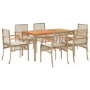  Hagespisegruppe med puter 7 deler polyrotting beige 3213581