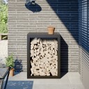 Vedstativ svart 60x40x100 cm stål
