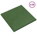 vidaXL Fallbeskyttelsesfliser 18 stk. Grønn 50 x 50 cm Gummi