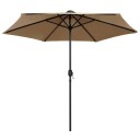 vidaXL Parasoll med LED-lys og aluminiumsstang 270 cm gråbrun
